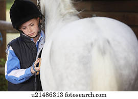 menina, aparência, dela, pônei