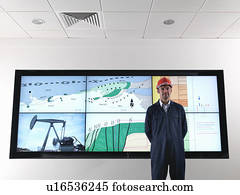 Oil worker with geology screen