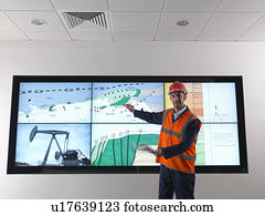 Oil worker with geology screen