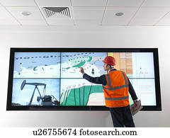 Oil worker with geology screen