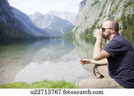 Man refreshing at a sea