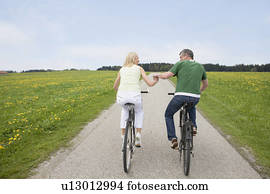 paar, berijdende fietsen