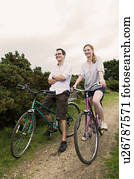 par feliz, relaxe, ligado, bicicletas