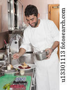 cozinheiro, preparar, prato