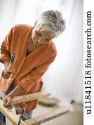 mulher, fazendo, mecânico, habilidades