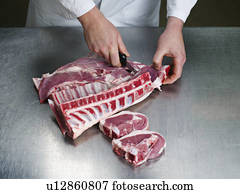 um, açougueiro, corte, um, carne