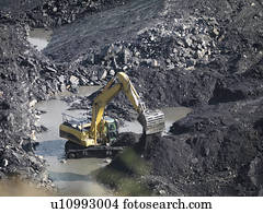Coal Mine With Digger From Above