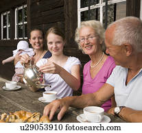 familia, de, tres generaciones