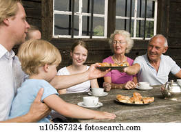 familia, de, tres generaciones