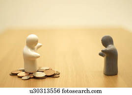 small figures with money