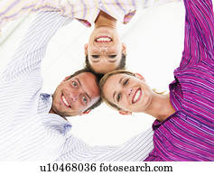 Three happy business people