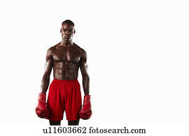 Boxer wearing gloves and shorts