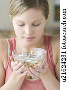 mulher, desfrutando, aromatherapy