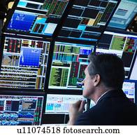 comerciante conservado estoque, trabalhar computador