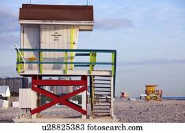 USA, Florida, Miami Beach, Lifeguard hut