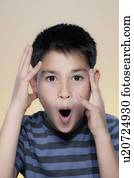Portrait of boy making facial expression