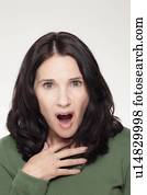 Studio portrait of mature woman with facial expression