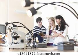 Students working in geology lab