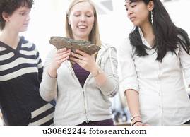 Students working in geology lab