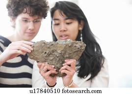 Students working in geology lab