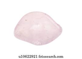 Cutout of a rose quartz gemstone on white background