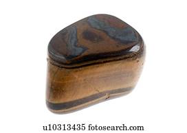 Cutout of a Tiger's Eye gemstone on white background