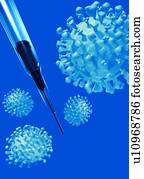 gripe, vacina, conceitual, computador, artwork.