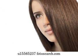 Healthy hair. Teenage girl with healthy shiny hair.