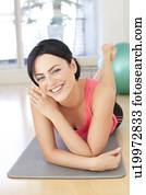 mulher, descansar, após, exercise.