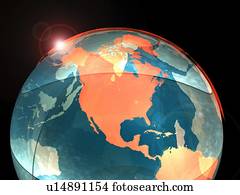 North America. Computer artwork of part of the Earth, focused on North America.