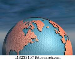 Northern Atlantic. Computer artwork of part of the Earth, focused on the northern Atlantic.