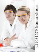 pupilas, em, um, ciência, lesson.