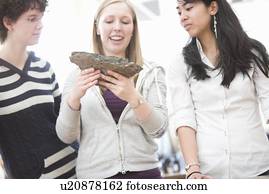 Students working in geology lab