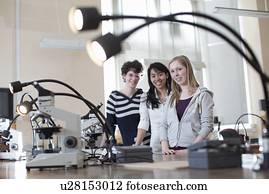 Students working in geology lab
