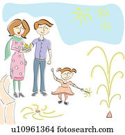 família, celebrando, Diwali