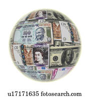 Globe with global currency