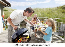 família, férias, tendo, churrasco