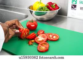 corte, tomates