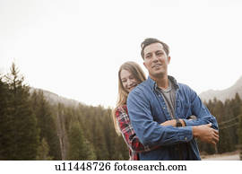 Portrait of young couple in non-urban scene