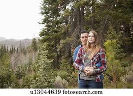 Portrait of young couple in non-urban scene