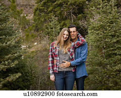 Portrait of young couple in non-urban scene