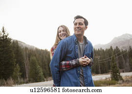 Portrait of young couple in non-urban scene