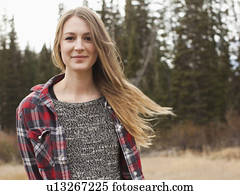 Portrait of young woman in non-urban scene