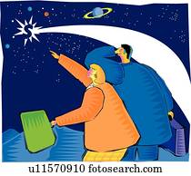 Business people looking at flying money 