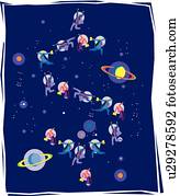 Business people making a dollar sign in space