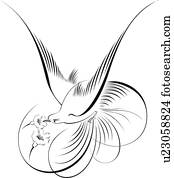 Calligraphic, abbildung, von, bird, fliegt, und, blumen Calligraphic, abbildung, von, bird, fliegt, und, blumen