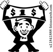 Excited man with money 