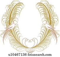 gold, Calligraphic, design, mit, zwei v?gel gold, Calligraphic, design, mit, zwei v?gel