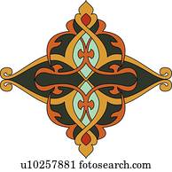 Round green, gold and red Arabesque Design Clip Art | u12980359 ...