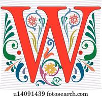 Red Capital letter W